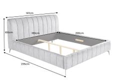 Retro Bett AMSTERDAM 180x200cm grau Samt schwarz Metall Polsterbett