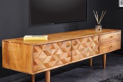 Massivholz TV-Lowboard ALPINE 145cm natur Akazie Retro Design honey finish