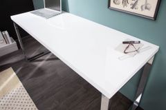 Moderner Schreibtisch WHITE DESK 160cm weiß Hochglanz Bürotisch