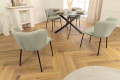 Design Stuhl LYON mint Cord schwarze Metallbeine
