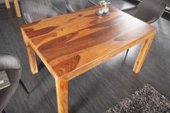 Massivholz Esstisch PURE 120cm braun Sheeshamholz stone finish einzigartige Maserung