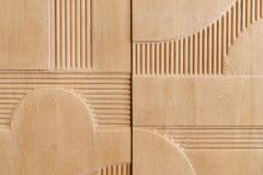 Design Highboard ART DECO 120cm weiß gekälkt Mangoholz massiv 3D Front