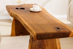 Massivholz Bank ROOT 100cm braun natur Teak Baumstamm