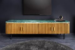 Design TV-Board VENEZIANO 160cm messing grün Marmorplatte Mangoholz Retro