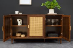 Design Sideboard VIENNA 120cm braun Wiener Geflecht Kommode