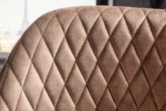 Design Barhocker PARIS greige Samt mit Lehne Metall schwarz gold Ziersteppung