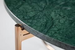 Runder Couchtisch NOBLE 65cm grün Marmor abnehmbare Tischplatte klappbar gold Metall