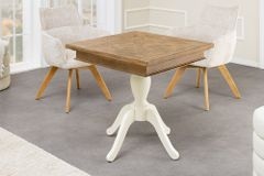 Massiver Esstisch HAMPTONS 70cm hellbraun creme recycelte Pinie Bistrotisch