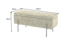 Truhenbank LOFT 100cm grün Samt Sitzbank mit Stauraum schwarz Metall