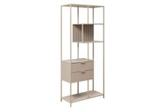 Modernes Bücherregal SLIM LINE 185cm champagner beige Metall mit Schubladen