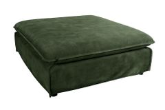 Großer Hussenhocker HEAVEN 100cm dunkelgrün Samt Landhausstil Sofahocker waschbarer Bezug