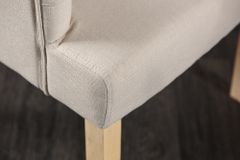 Eleganter Armlehnen Stuhl CASTLE beige mit Chesterfield Steppung im Landhausstil