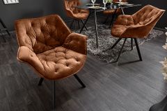 Drehbarer Stuhl THE DUTCH COMFORT rost braun Samt mit Armlehnen Modern Design