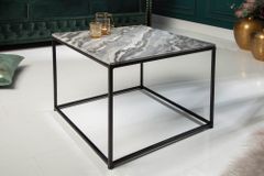 Eleganter Couchtisch ELEMENTS 50cm grau mit polierter Marmor-Platte