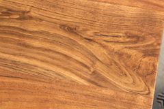Massivholz Couchtisch MAMMUT 120cm Akazie Honey Finish X-Gestell schwarz 2,5cm Tischplatte