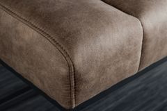 Design Sitzbank PETIT BEAUTÉ 110cm vintage taupe Microfaser schwarzes Metallgestell