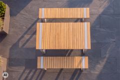Wetterfester Gartentisch TAMPA LOUNGE 125cm greige natur Aluminium Metall Holz-Design Outdoor