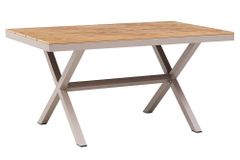 Moderner Gartentisch DESIGNO 150cm natur greige Aluminium wetterfest X-Gestell