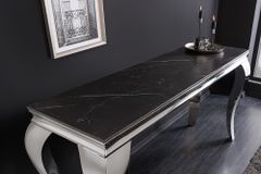 Design Konsolentisch MODERN BAROCK 140cm schwarz anthrazit chrom Keramik Marmor