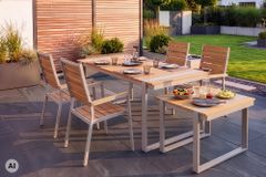 Gartentisch TAMPA LOUNGE 70cm natur greige Aluminium wetterfest Outdoor Balkontisch