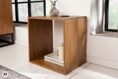 Massiver Beistelltisch MAKASSAR 45cm braun Mangoholz honey finish Nachttisch Regal