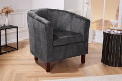 Design Lounge Sessel HEMINGWAY dunkelgrau Samt Armlehnen Cocktailsessel