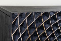 Hängendes TV-Board ILLUSION 160cm schwarz Mangoholz Massivholz mit 3D Schnitzereien gold