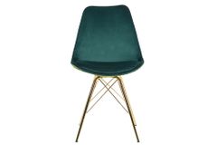 Design Stuhl SCANDINAVIA MEISTERSTÜCK grün Chenille gold Metall Monstera-Blatt