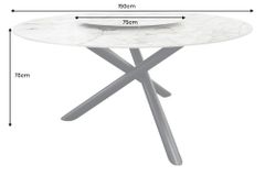 Runder Esstisch SPIN 150cm weiß grau gold 360° drehbare Servierplatte Aurora Oro Keramik