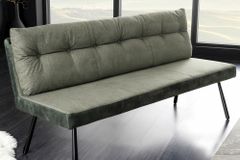 Gepolsterte Sitzbank BIG GEORGE 160cm grün Samt Strukturstoff Taschenfederkern schwarz