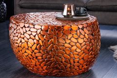 Runder Couchtisch STONE MOSAIC 75cm kupfer Metall Mosaik handmade