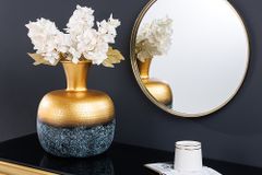 Handgefertigte Deko Vase ABSTRACT ORIENT 40cm gold rund Metall Patina