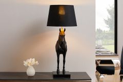 Extravagante Tischlampe BLACK BEAUTY 75cm schwarz gold Pferde-Skulptur