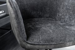 Drehbarer Stuhl VERONA dunkelgrau Samt Strukturstoff mit Armlehne Metallbeine schwarz