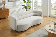 Design Sofa GATSBY 230cm beige Chenille Federkern 3-Sitzer Couch Rundum-Bezug