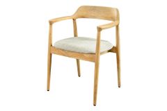 Design Stuhl KENNEDY creme beige massives Mangoholz mit Polstersitz Strukturstoff