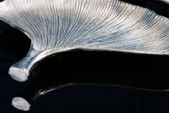 Dekoratives Schalen 3er Set GINKGO 30cm silber handmade Metall