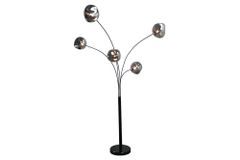 Design Stehlampe LIQUID DIAMOND 200cm schwarz smoke grau fünf Glasschirme mit Marmorfuß