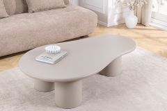 Stilvoller Couchtisch ORGANIKO 130cm cement greige organische Form