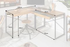 Industrial Eckschreibtisch STUDIO 130cm Eichenoptik mit Schubladen
