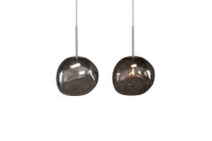Runde Hängelampe LIQUID DIAMOND 20cm smoke Glas Stahl Kugelleuchte