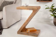 Massiver Beistelltisch Z 45cm Mangoholz Z-Form in Handarbeit gefertigt