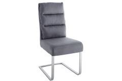 Design Freischwinger Stuhl COMFORT vintage grau mit Edelstahl-Gestell