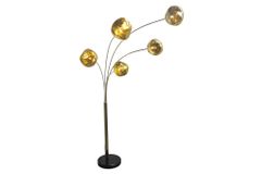 Design Stehlampe LIQUID DIAMOND 200cm gold fünf Glasschirme mit Marmorfuß