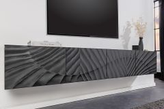 Massives TV-Lowboard SCORPION 200cm schwarz hängend Mangoholz 3D-Design