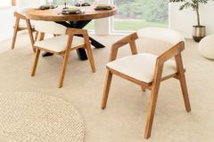 Design Stuhl MAMMUT beige natur massives Akazienholz honey finish