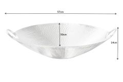 Handgearbeitete Deko Schale ORIENT 55cm silber Metall Hammerschlag Design