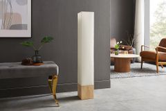 Moderne Stehlampe AGAPUNE 120cm weiß hellbraun Bambusfuß Stoffschirm