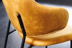 Design Stuhl VOGUE senfgelb Samt schwarze Metallbeine