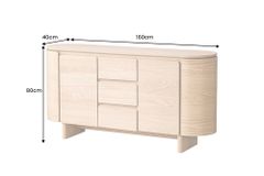 Modernes Sideboard OAK GRAIN 160cm natur Eichenholz vier Fächer mit drei Schubladen